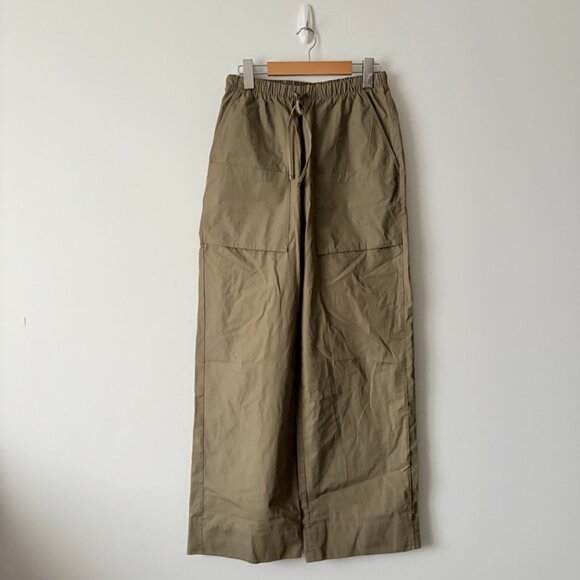 Aritzia Babaton System Poplin Pant Wide Leg Pants Army Olive Green Size Small - Picture 4 of 8